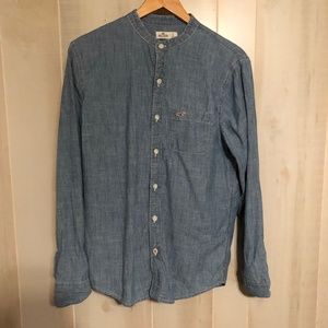 Chambray  Grandfather's Collar Button-down